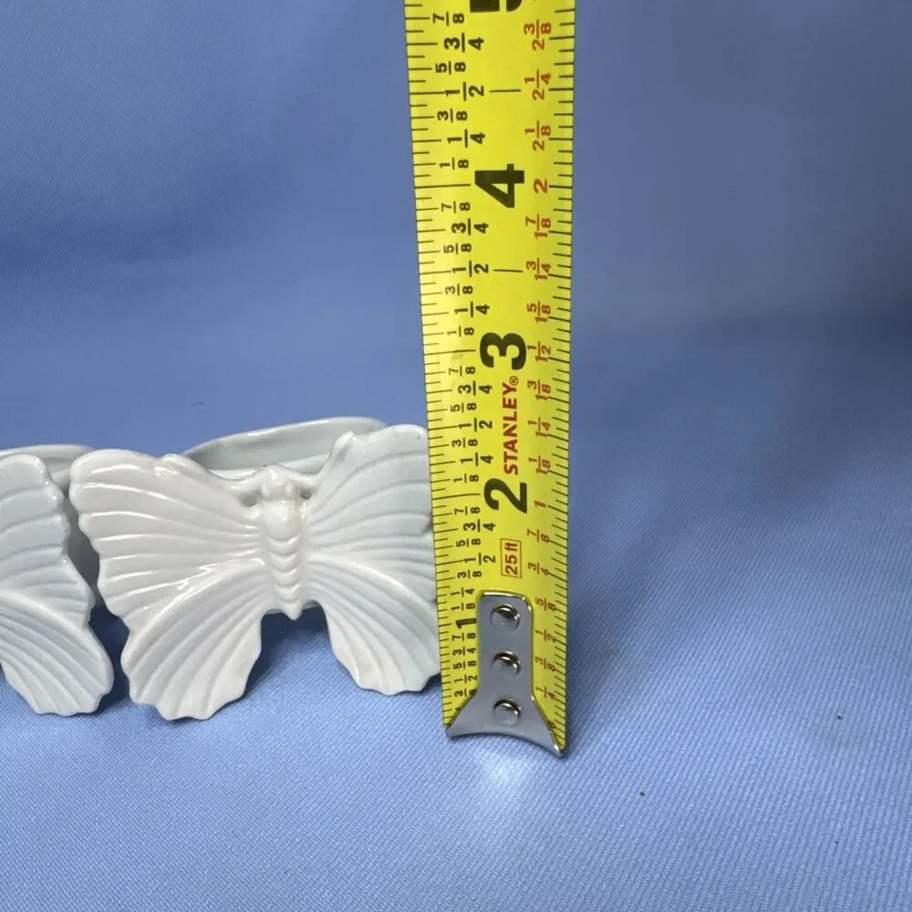 Vintage Ceramic Fitz and Floyd Napkin Rings White Butterfly Set of 2 Japan